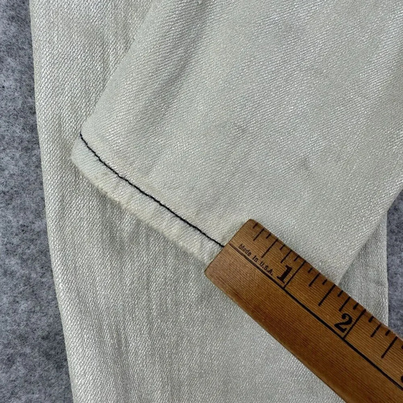 7 Seven For All Mankind 7FAM Jeans Womens 26 Beige Blue Metallic Coated Skinny* - Picture 8 of 16